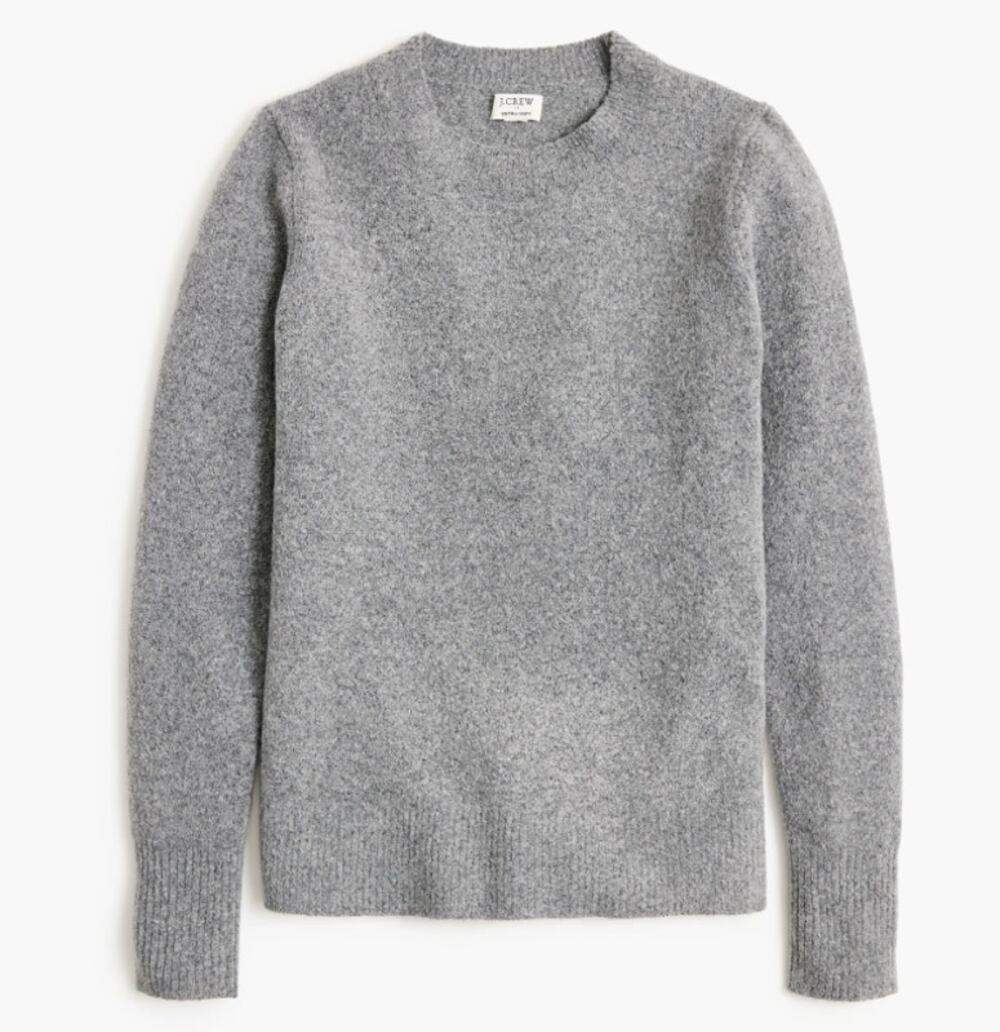 J.Crew Crewneck Sweater Sz XL Gray Pullover Extra-Soft Yarn Ribbed Trim Stretch